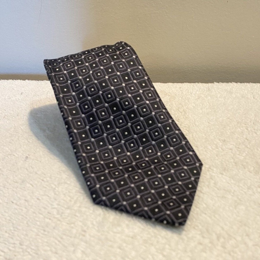 Mens Donald J. Trump Necktie Tie Silk Black Gray Signature‎ Collection